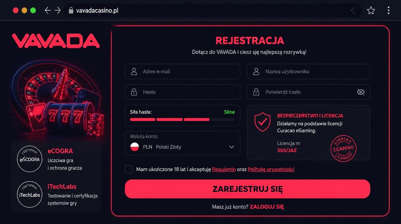 Formularz rejestracji online z polską licencją i certyfikatami 