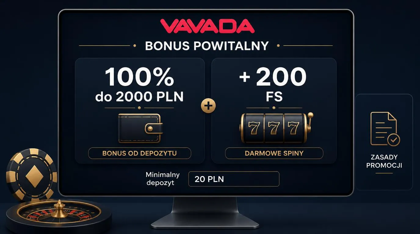Panel bonusu powitalnego z ofertą 100% do 2000 PLN, 200 FS i minimalnym depozytem 20 PLN